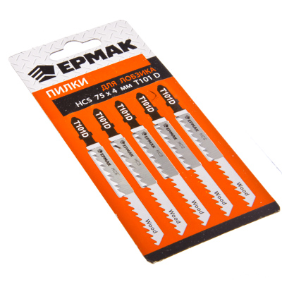 ЕРМАК Пилки для эл.лобзика (HCS EU 75х4мм.) T-101D (дер., гр.рез.), 5шт.