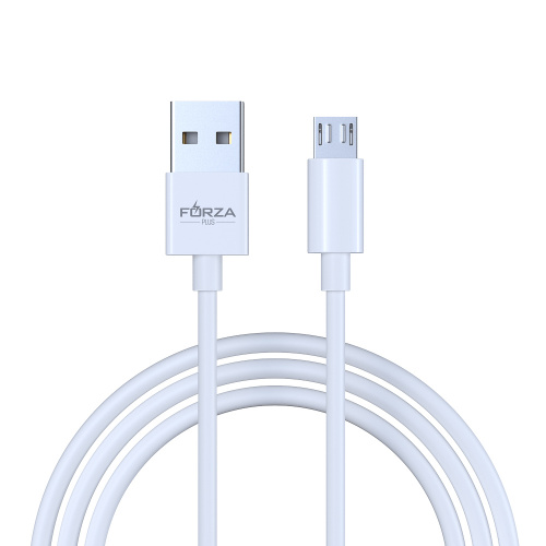 FORZA Кабель для зарядки Эталон microUSB, 1м, Быстрая зарядка 3А, QC, PD 20W, TPE, белый, кейс, шт