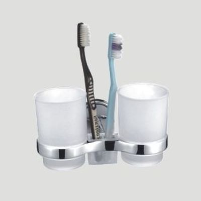 Стакан+подставка для зуб. щеток FRAP® F1908, матовый, с металл. держателем, двойной
