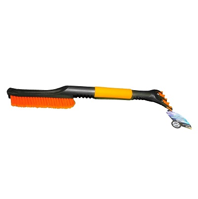 Щетка для уборки снега со скребком  61 см , мягкая ручка, оранжевая KS-61