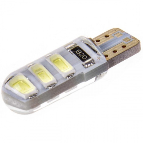 Автолампа диод T10 (W5W) 12V  6 SMD без цоколя 1-конт Белая SKYWAY CAN BUS комп.2 шт габарит/стоп/са