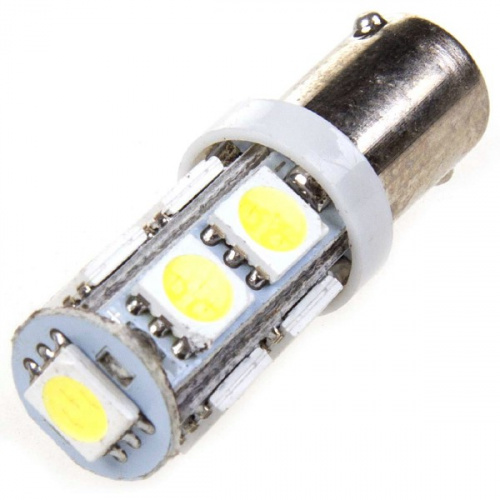 Автолампа диод  T8,5 (T4W) 24V  9 SMD BA9s 1-конт Белая SKYWAY комп.2 шт габарит/стоп/салон/номер