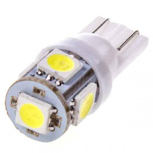 Автолампа диод T10 (W5W) 24V 5 SMD диодов 1-конт Белая SKYWAY (в компл. 2 шт.)