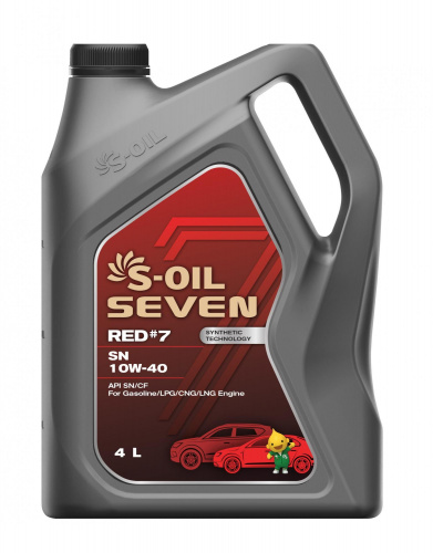 S-OIL 7   RED  #7  SN  10W40  (4л), Synthetic Technology (1/4)      (SEVEN #7 1.1.3)