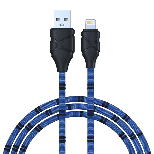 FORZA Кабель для зарядки Питон iP, 1м, 2А, тканевая оплётка, 3 цвета, пакет, шт