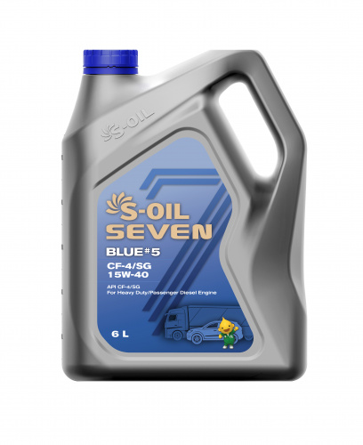 S-OIL 7   BLUE #5  CF-4/SG  15W40  (6л),  (1/3)      (SEVEN #5 1.1.4)