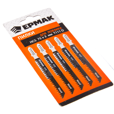 ЕРМАК Пилки для эл.лобзика (HCS EU 75х3мм.) T-111C (дер., гр.рез.), 5шт.