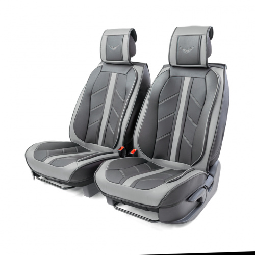 Накидки на сиденье Car Performance передние 2 шт экокожа черн/серые CUS-3012 BK/GY