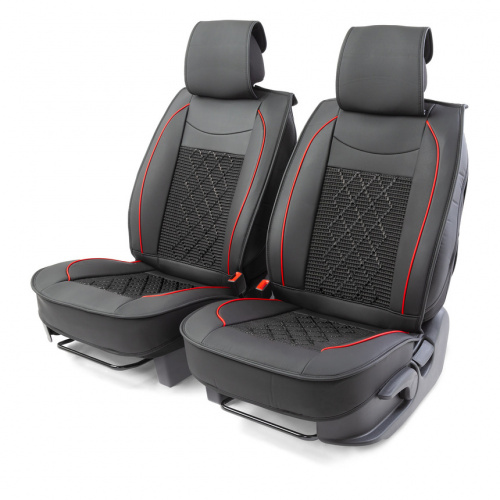 Накидки на сиденье Car Performance передние 2 шт экокожа черные CUS-2092 BK/BK