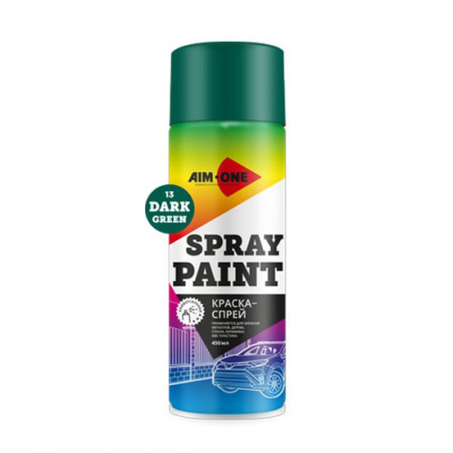 Краска-спрей темно-зеленая  AIM-ONE 450 мл (аэрозоль).Spray paint green  450ML SP-DGR13