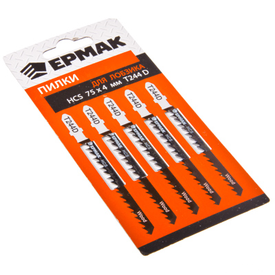 ЕРМАК Пилки для эл.лобзика (HCS EU 75х4мм.) T-244D (дер., быст., фиг.рез.), 5шт.