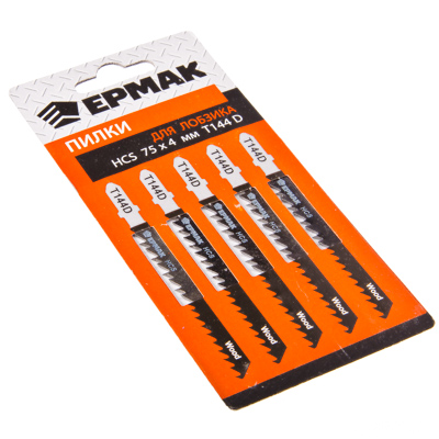 ЕРМАК Пилки для эл.лобзика (HCS EU 75х4мм.) T-144D (дер., быст.рез.), 5шт.