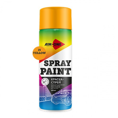 Краска-спрей желтая AIM-ONE 450 мл (аэрозоль).Spray paint yellow 450ML SP-Y25