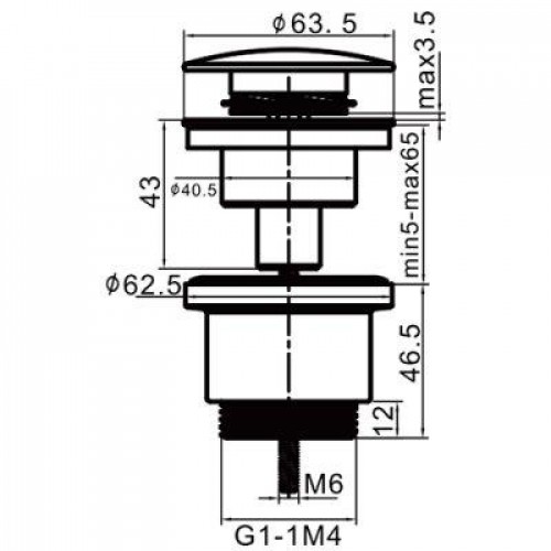 Донный клапан автомат без перелива,  FRAP® 1 1/4", 15-60 мм. F62-6 Белый