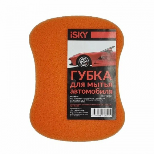 Губка для мытья автомобиля iSky "восьмерка", поролон, цвет в ассортименте