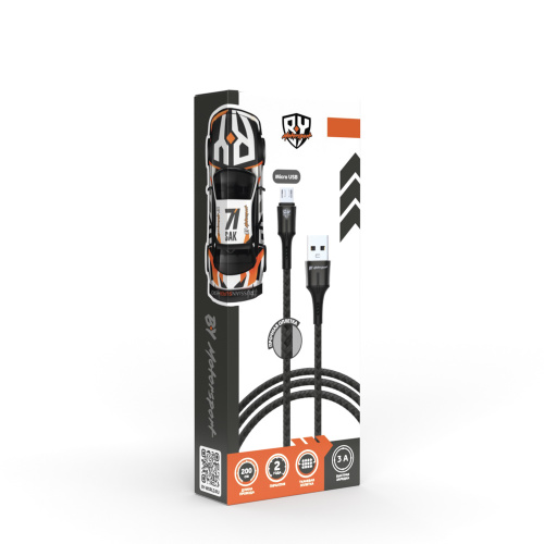 BY Кабель для зарядки Авангард Micro USB, 2м, 3А, Быстрая зарядка QC 3.0, черный, шт