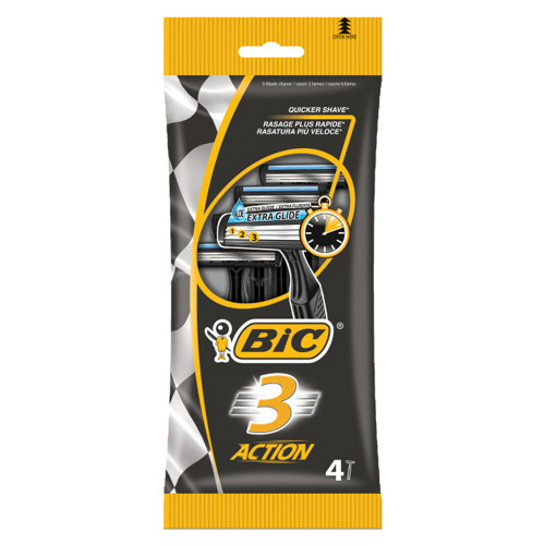 Станки для бритья мужские с тройным лезвием BIC Экшен, 4 шт, шт