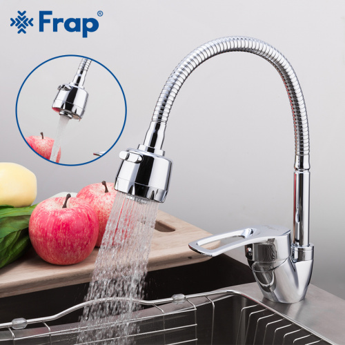 Смеситель д/к Frap® d40, бок. ручка, на гайке, гибкий излив  F43701-В Хром