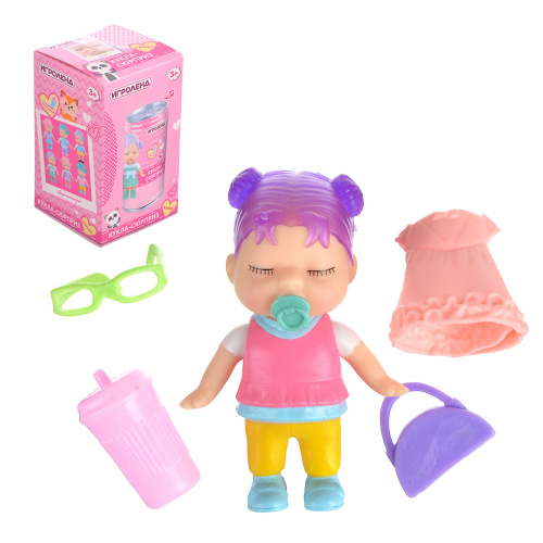 ИГРОЛЕНД Кукла-сюрприз в банке, пластик, 6,3х11см, 6-12 дизайнов