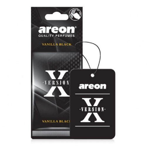 Ароматизатор воздуха подвесной, бумажный "AREON"  X-VERSION  Vanilla Black