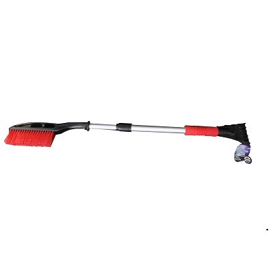 Щетка для уборки снега со скребком с телескопической ручкой  86-120 см, красная  KS-121Т