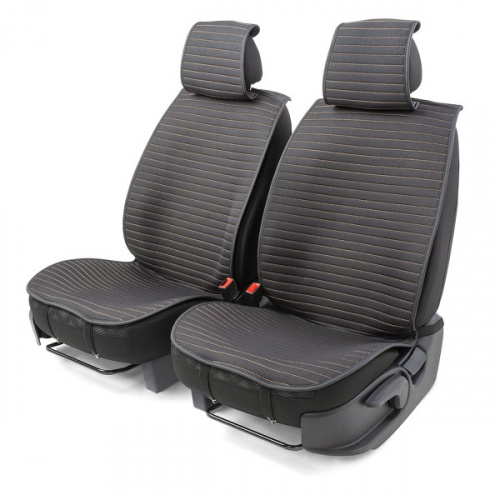 Накидки на сиденье Car Performance передние 2 шт fiberflax черн/бежевые 5шт/уп CUS-1022 BK/BE