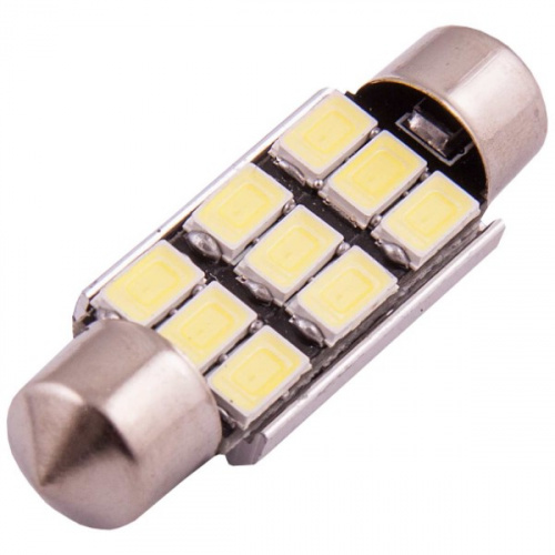 Автолампа диод T11 (C5W) 12V 9 SMD диодов 1-конт 39мм Белая SKYWAY (в компл. 2 шт.)