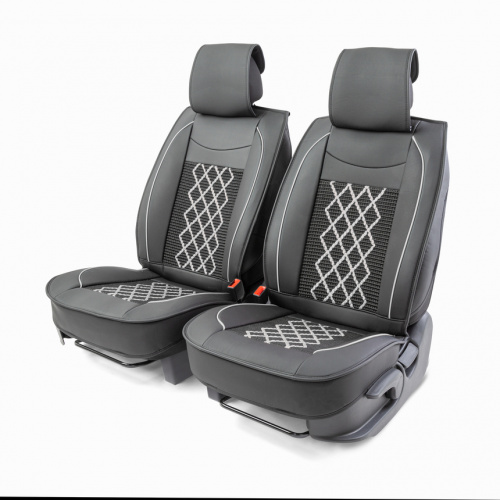 Накидки на сиденье Car Performance передние 2 шт экокожа черн/серые CUS-2092 BK/GY