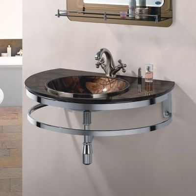 Комплект мебели для ванной FRAP® F16252 Т/коричн. мрамор 760х560мм (Стеклянная подвесная литая раковина)
