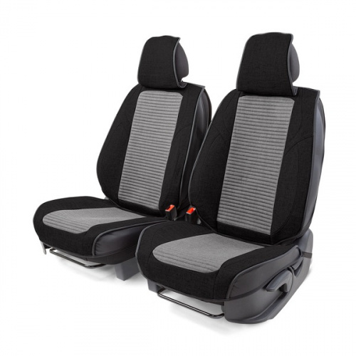 Накидки на сиденье Car Performance передние 2 шт  fiberflax черн/серые 10шт/уп CUS-3024 BK/GY