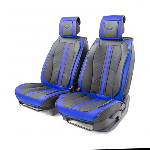 Накидки на сиденье Car Performance передние 2 шт экокожа черн/синие CUS-3012 BK/BL