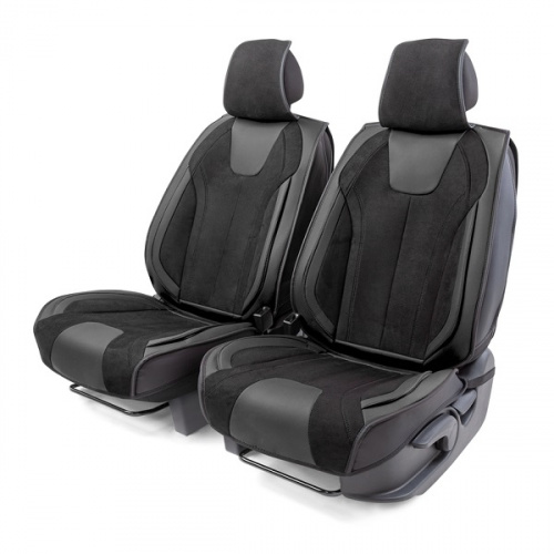 Накидки на сиденье Car Performance передние 2 шт алькантара + экокожа черные  CUS-3034 BK/BK