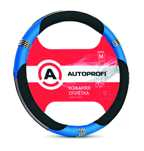Оплетка  экокожа черн/синий Autoprofi AP-150 BK/BL (M) "В"  АКЦИЯ, шт