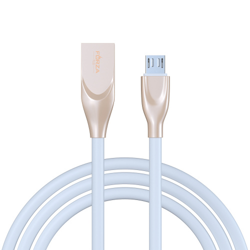 FORZA Кабель для зарядки Flat White Micro USB, 1м, 2А, белый, пакет, шт