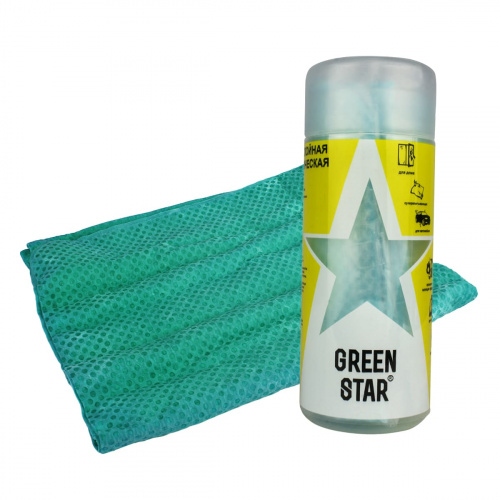 Салфетка из замши в тубе 43х32 Green Star зелёная многослойная (100шт/кор), шт