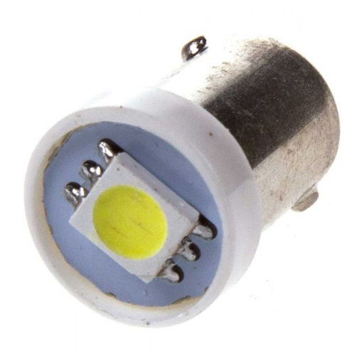 Автолампа диод  T8,5 (T4W) 24V  1 SMD  BA9s 1-конт Белая SKYWAY min10 габарит/стоп/салон/номер