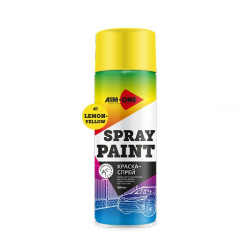 Краска-спрей лимонно-желтая AIM-ONE 450 мл (аэрозоль).Spray paint yellow  450ML SP-LY41