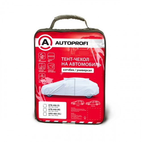 Чехол-тент на авто хетчбек AUTOPROFI разм. M 440х165х119 см (Hyudai i30, Kia Ceed)  HTB-440 (M), шт