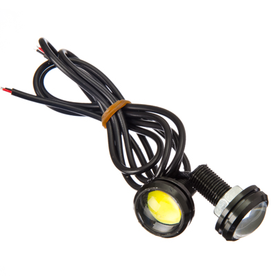Дневные ходовые огни светодиодные, LED, алюм. корп.,диам.23мм , 12V, белый, 2шт. NEW GALAXY 