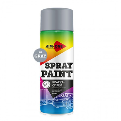 Краска-спрей серая AIM-ONE 450 мл (аэрозоль).Spray paint gray 450ML SP-G48