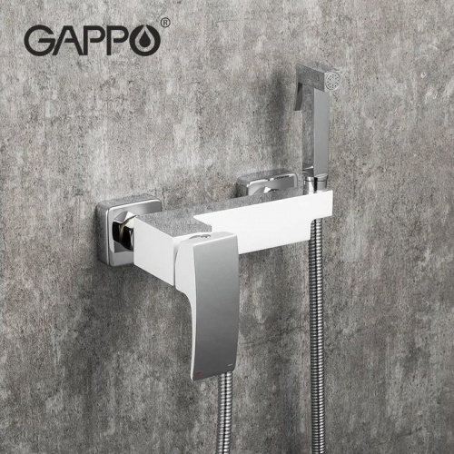 Смеситель д/в GAPPO® d35 настенный гигиен. душ G2007-8 Хром/Белый