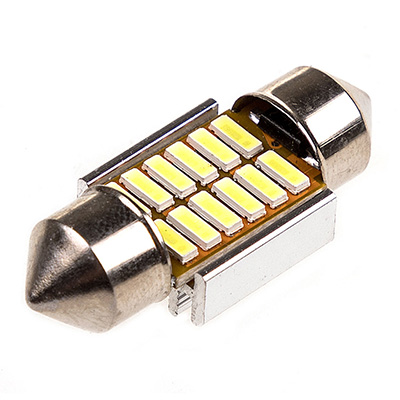 Автолампа диод T11 (C5W) 12V 12 SMD 1-конт 31мм Белая SKYWAY CAN BUS комп.2 шт салон/номер