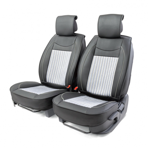 Накидки на сиденье Car Performance передние 2 шт экокожа черн/серые CUS-2072 BK/GY