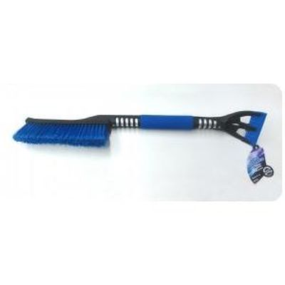 Щетка для уборки снега со скребком  61 см , мягкая ручка, синяя  KS-61