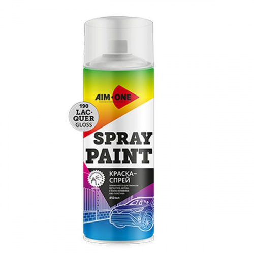 Краска-спрей лак глянцевый AIM-ONE 450 мл (аэрозоль).Spray paint lacquer gloss 450ML SP-GL190