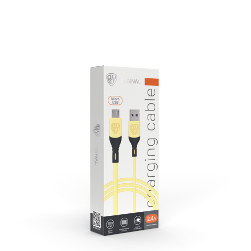 BY Кабель для зарядки Карнавал Micro USB, 1м, 2,4А, желтый, шт