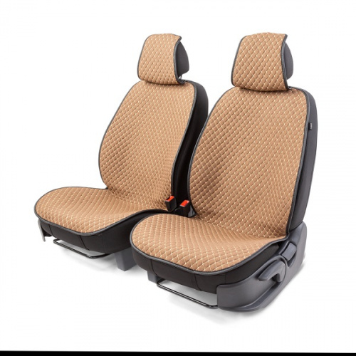 Накидки на сиденье Car Performance передние 2 шт  fiberflax беж/коричневые 5шт/уп CUS-1052 BR/BE